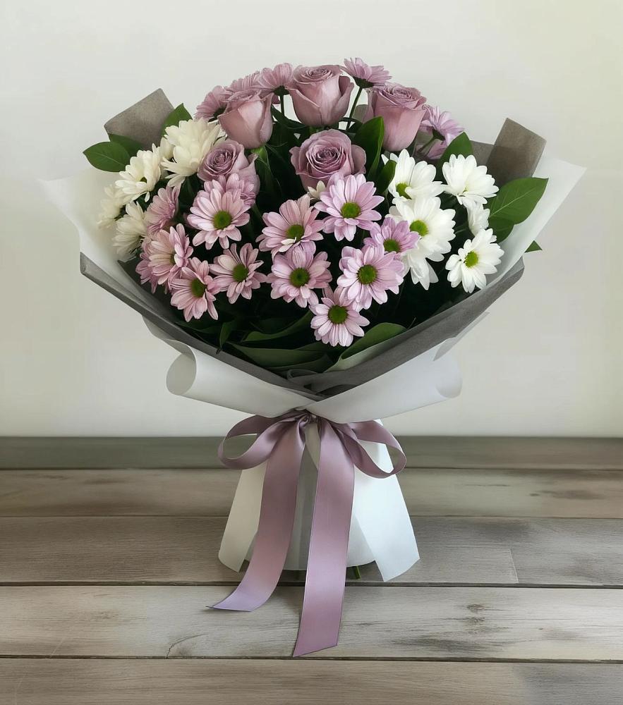 Букет цветов из: Хризантемы и Розы в Пугачёве