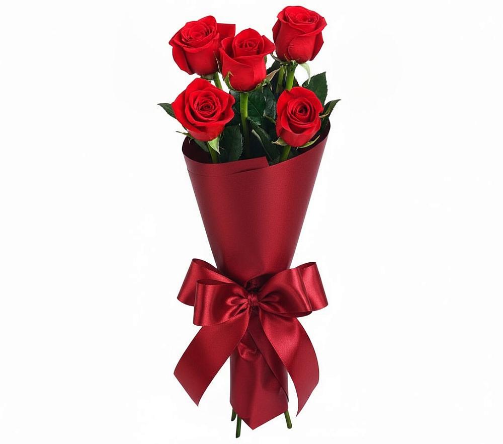 Букет 5 Красных роз Эдлесс Лав в Пугачёве