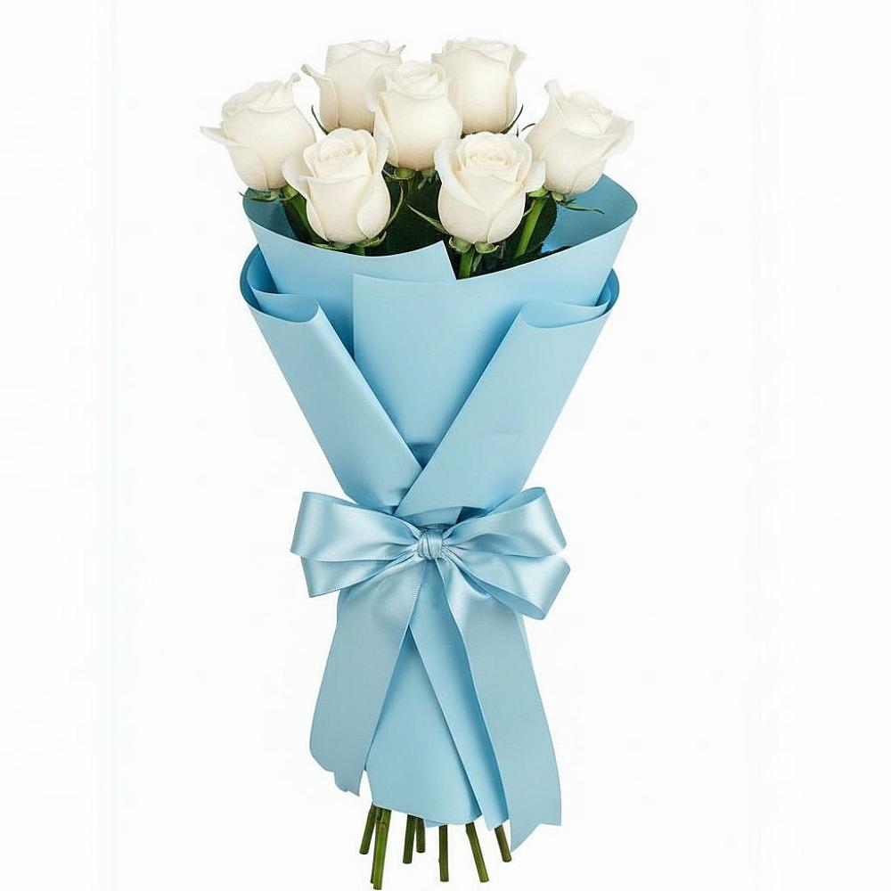 Букет 7 белых роз Проуд в Пугачёве