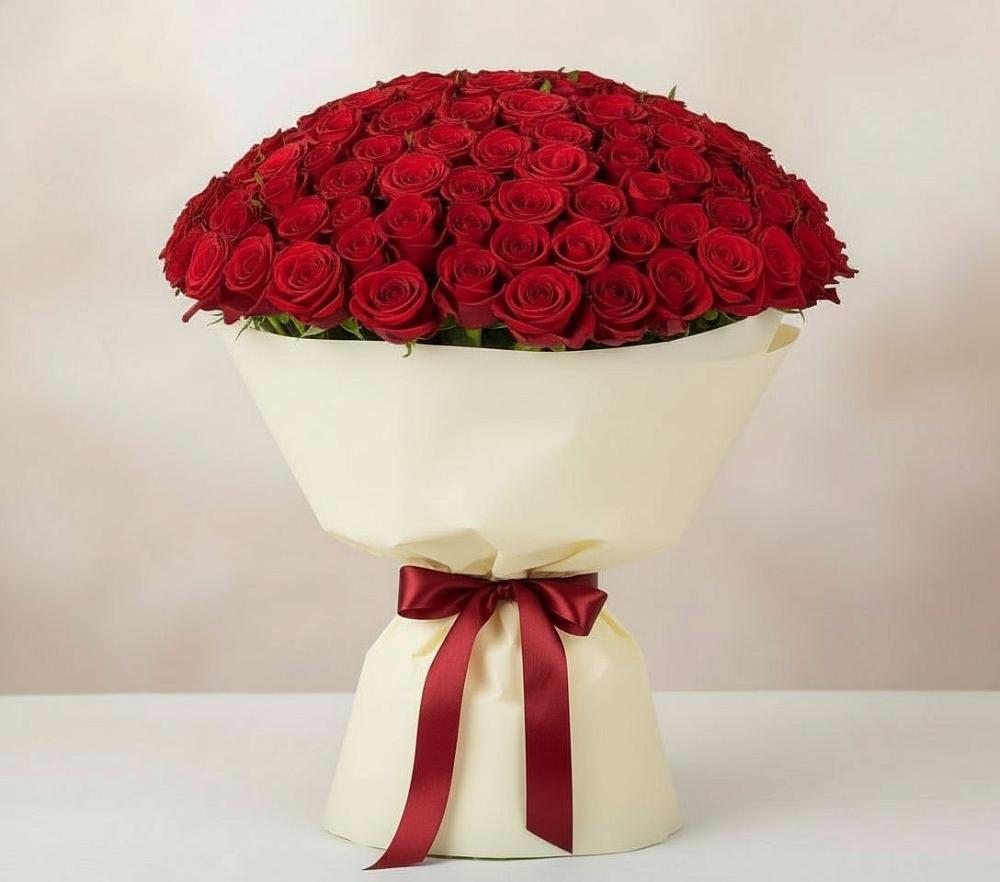 Букет 101 Красная роза Милано в Пугачёве