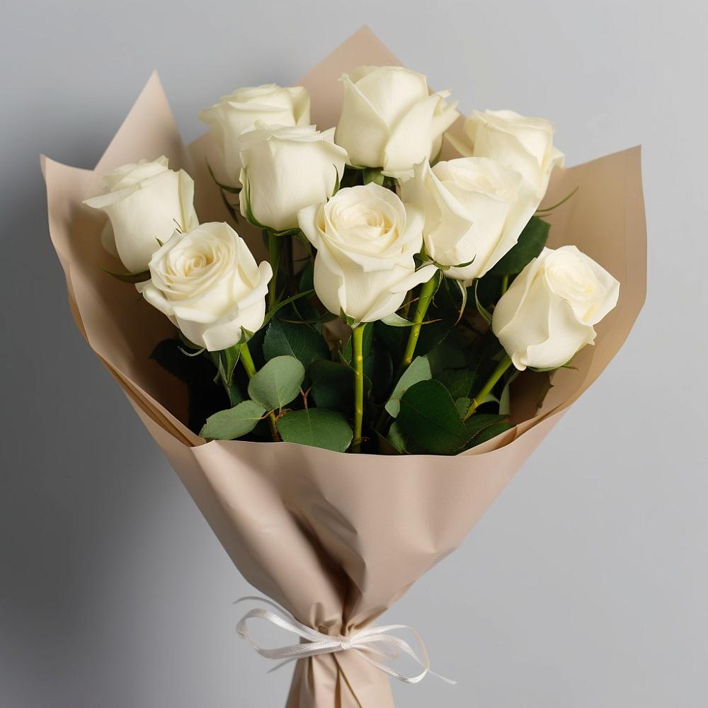 Букет 9 Белых роз Эдлесс Лав в Пугачёве