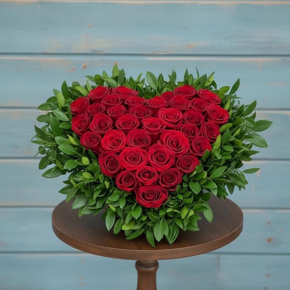 Цветочная композиция из Розы в виде сердца в Пугачёве