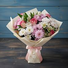 Букет цветов из:  Хризантемы, Альстромерии и Розы в Пугачёве
