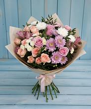 Букет цветов из:  Хризантемы, Розы и Альстромерии в Пугачёве