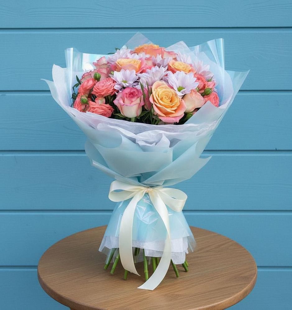 Букет цветов из: Хризантемы и Розы в Пугачёве