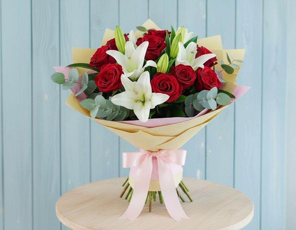 Букет цветов из: Лилии и Розы в Пугачёве